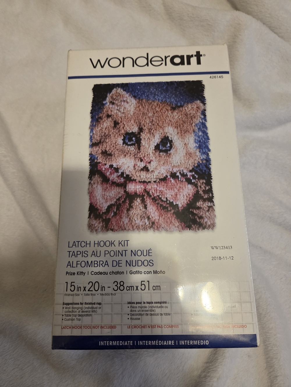 wonderart Pink Kitten Latch Hook Kit